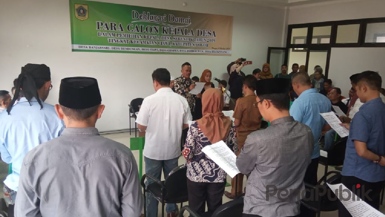 Sebanyak 27 Orang Calon Kepala Desa Se-Kecamatan Ciawi Gelar Deklarasi Damai1_PenaPublik